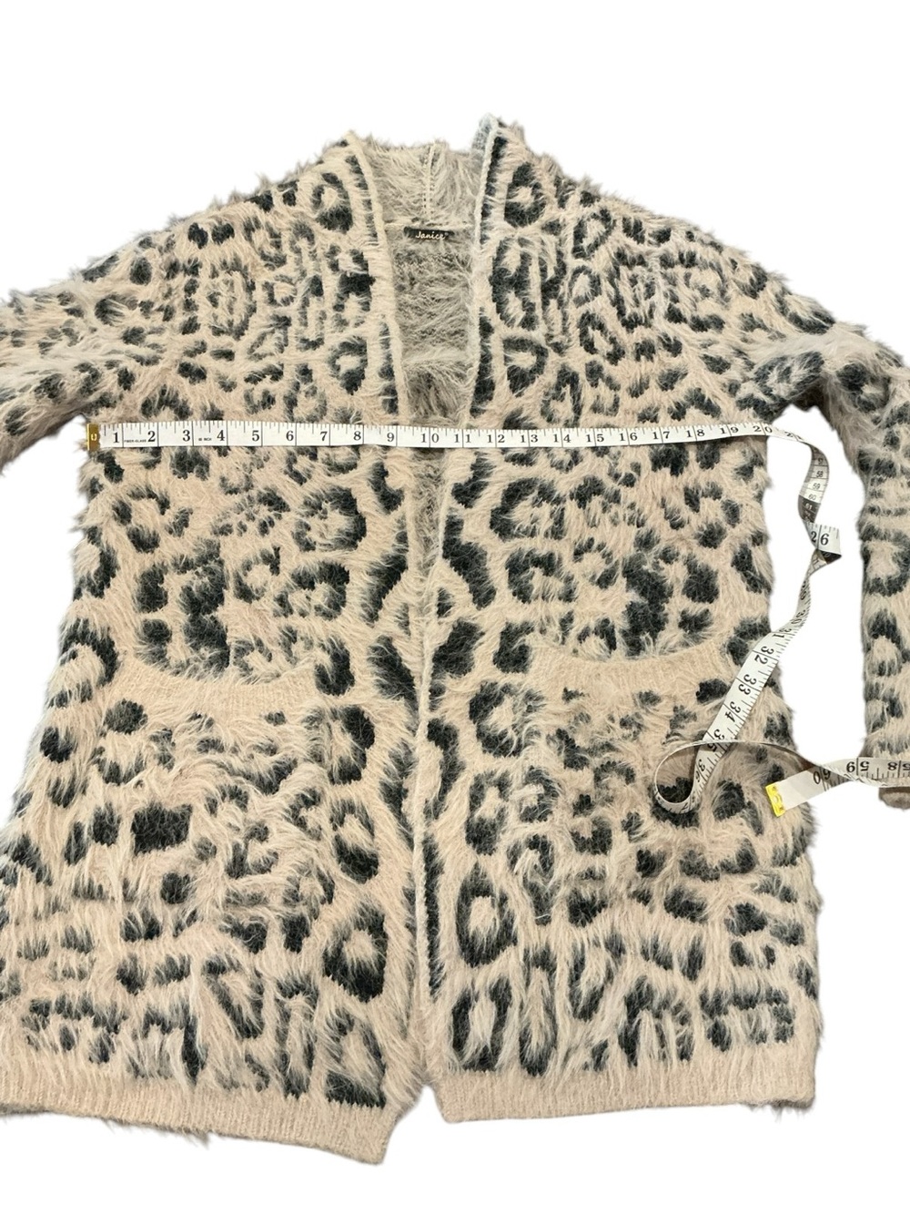 Janice Fuzzy Leopard Print Cardigan Sweater One Size - Picture 4 of 9